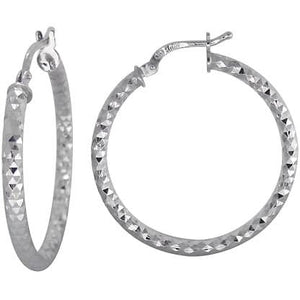 Diamond cut finished, round shape hoop with clip closure