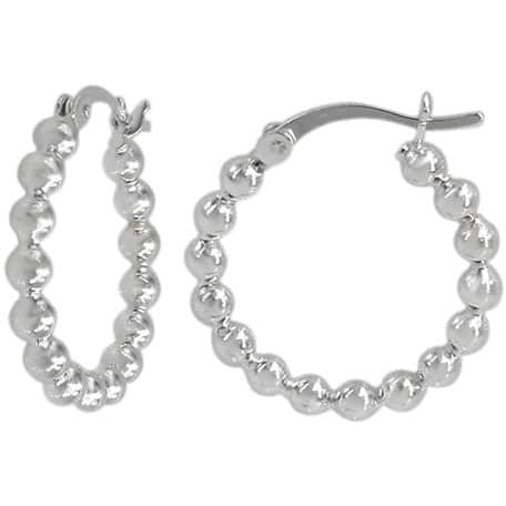 Sterling silver 3mm bead ball hoop earrings