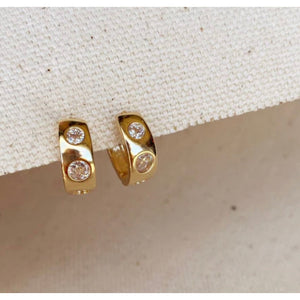 18k Gold Filled Huggie CZ Hoop Earrings