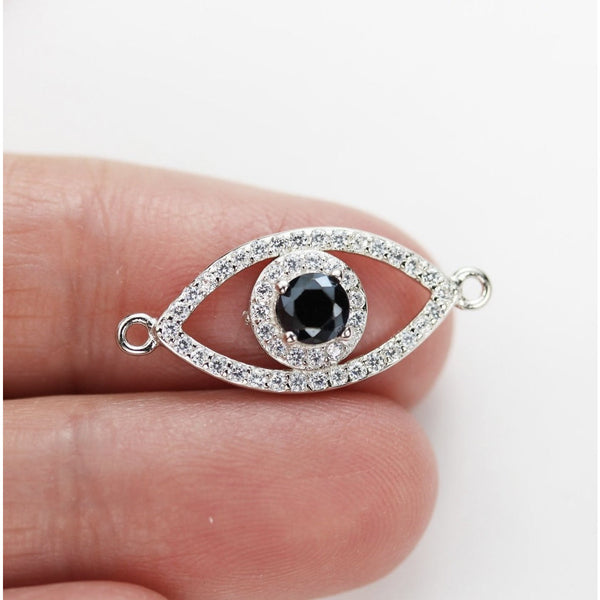 925 Sterling Silver with Cubic Zirconia Evil Eye Jewelry Finding