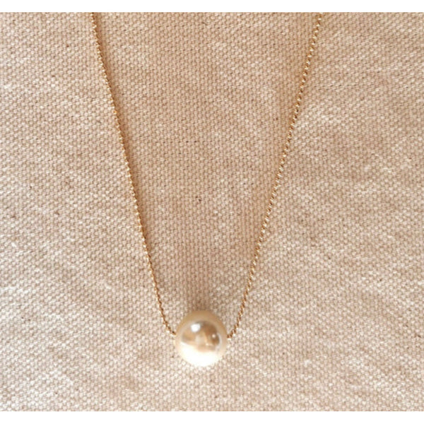 18k Gold Filled Solitaire Pearl Necklace