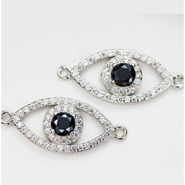 925 Sterling Silver with Cubic Zirconia Evil Eye Jewelry Finding