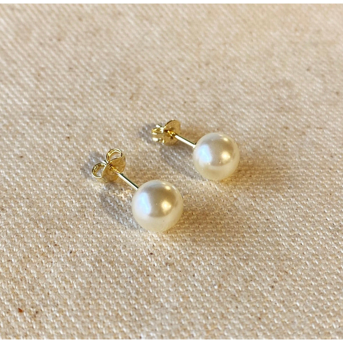 18k Gold Filled 8mm Classic Pearl Stud
