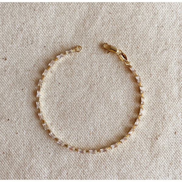 18k Gold Filled Sideway Baguette Tennis Bracelet