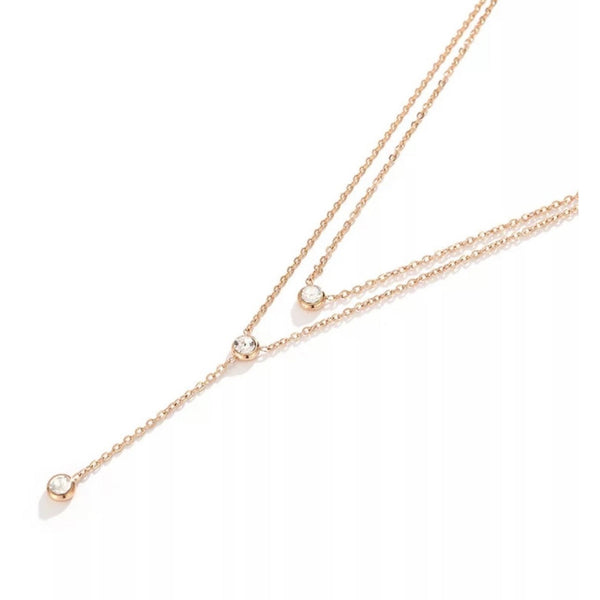 Multilayered Rose gold , necklace with Zircons